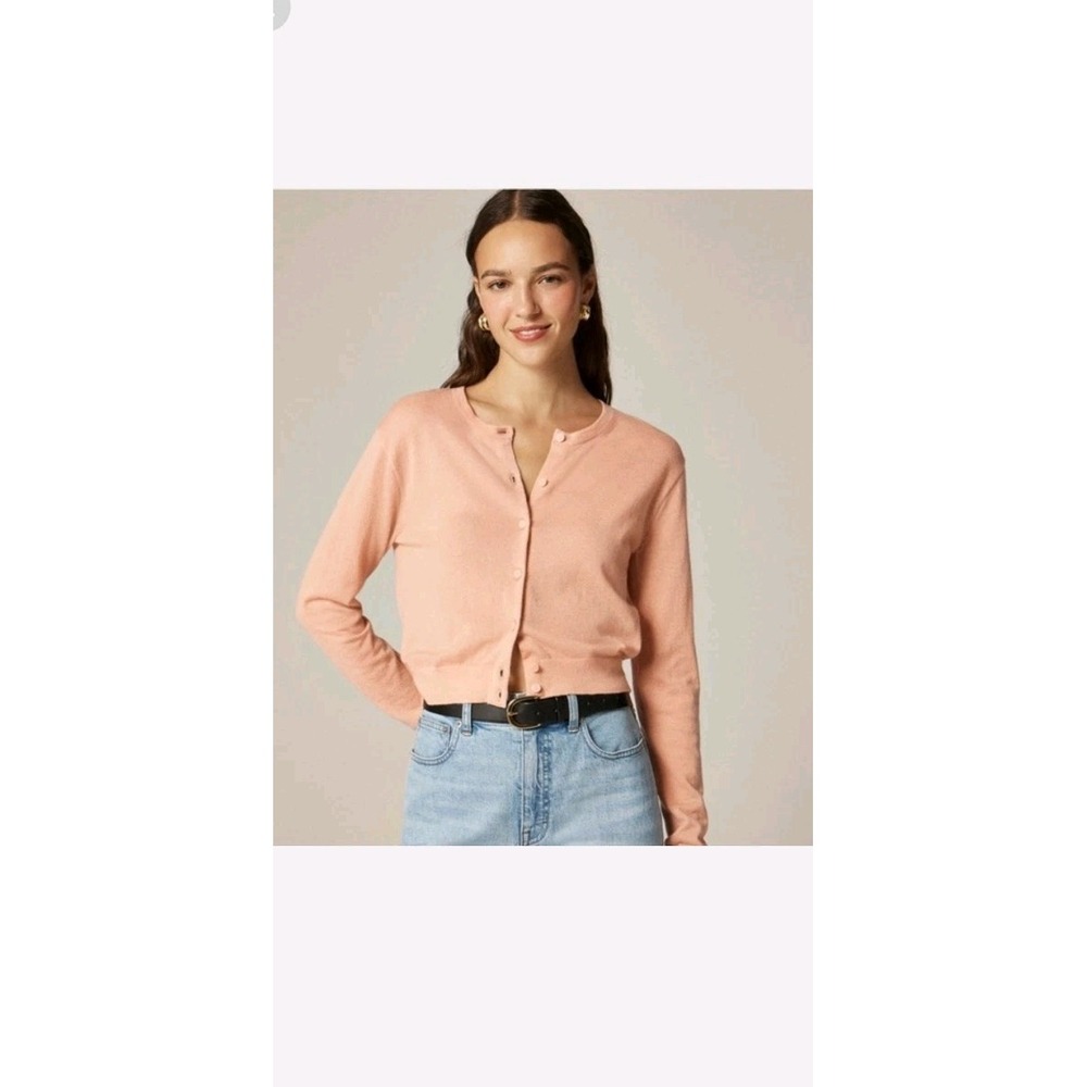 NWT J. Crew Featherweight Cashmere Cardigan Sweater Coral Sz XL Button Up